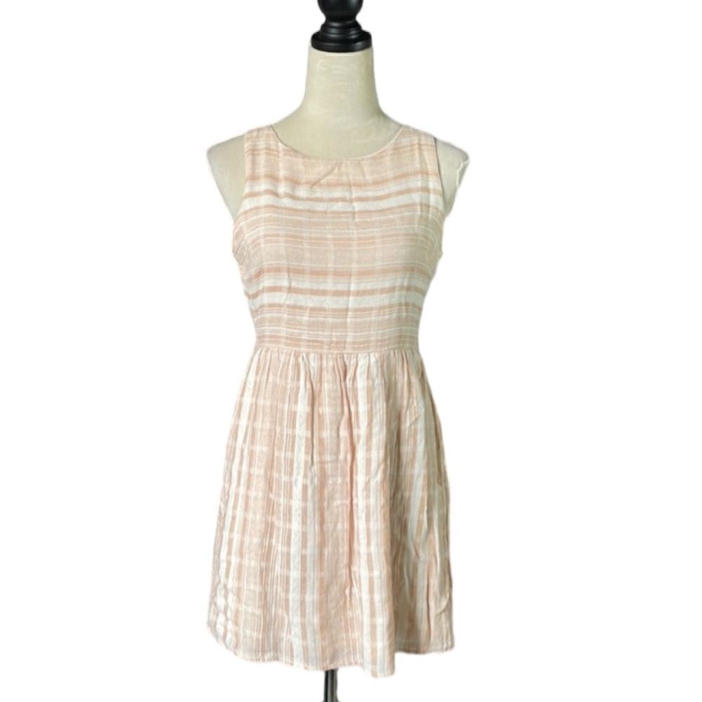 One Clothing Peach and Off White Fit & Flare Dress (Size: Medium)